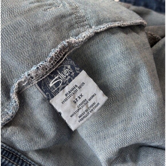 Silver Jeans RIANNA Indigo Blue Denim Jean Jacket Plus Size 3X - Picture 5 of 6